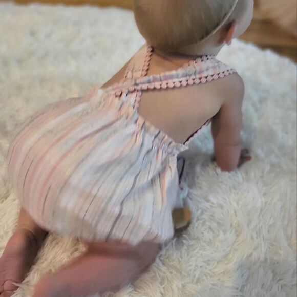 NWT Dylan & Abby Pink Stripe Romper - Picture 2 of 9